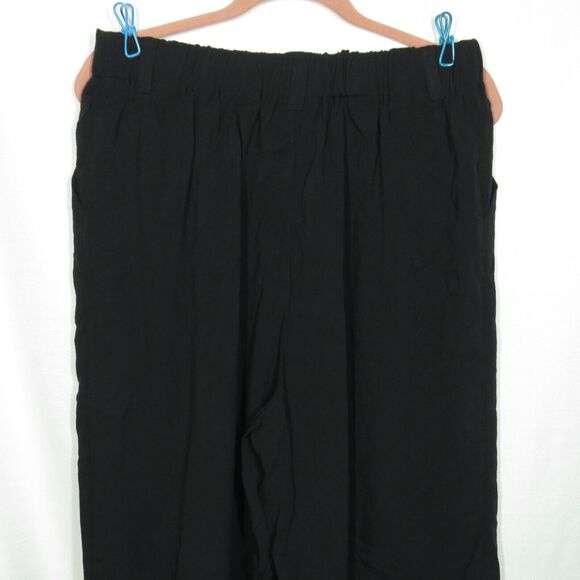 Halara Black Linen Look High Waist Wide Leg Pull On Pants With Pockets Large P - Picture 7 of 7